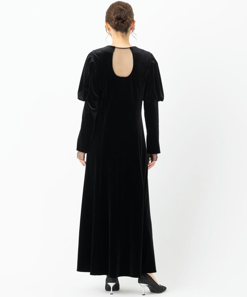Ameri VINTAGE アメリヴィンテージ ベロアパフスリーブドレス ブラック