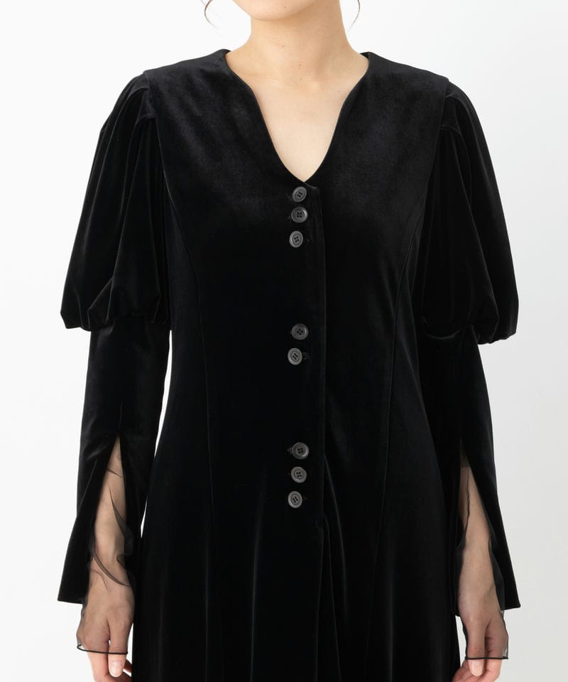 Ameri VINTAGE アメリヴィンテージ ベロアパフスリーブドレス ブラック