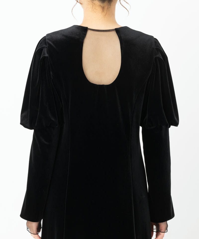 Ameri VINTAGE アメリヴィンテージ ベロアパフスリーブドレス ブラック