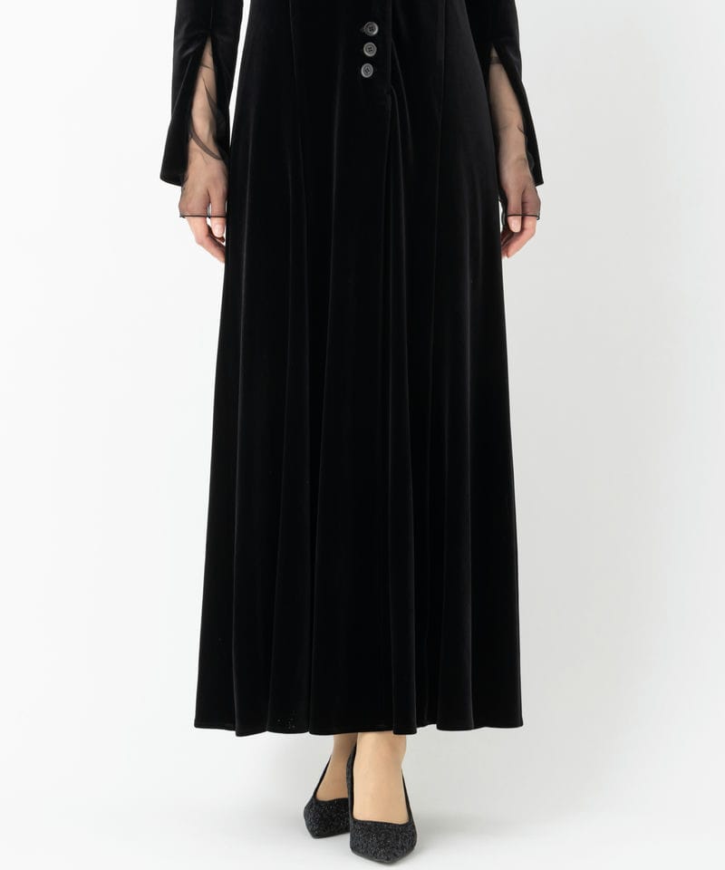 Ameri VINTAGE アメリヴィンテージ ベロアパフスリーブドレス ブラック