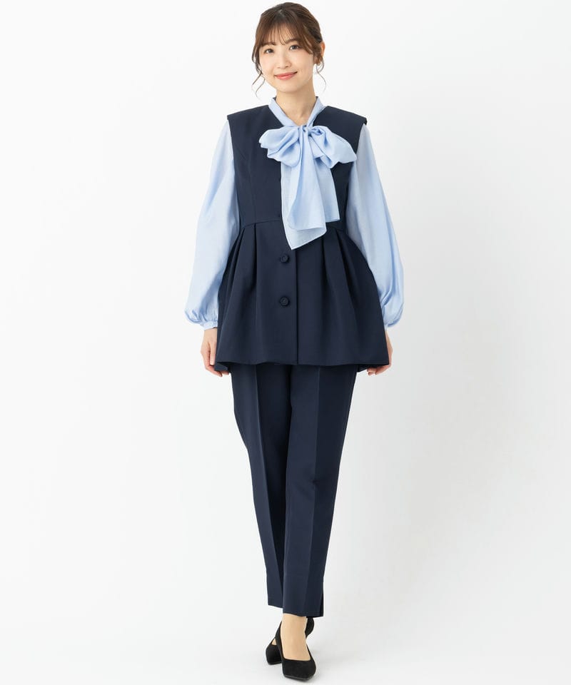 CELFORD 【プレミアムスーツ3点SET】ペプラムジレ+ボウタイブラウス+