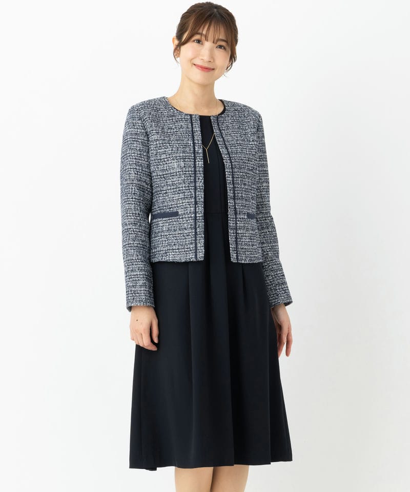 【未使用級】23区 ファンシーツイード セットアップ ワンピ 黒×白 38 M 未使用級】23区 ファンシーツイード セットアップ ワンピ 黒×白 38 M