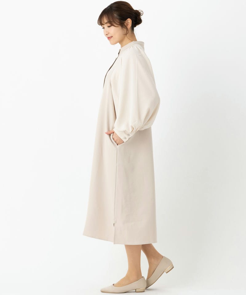 Select Shop 【授乳マタニティ】バルーンスリーブワンピース ベージュ