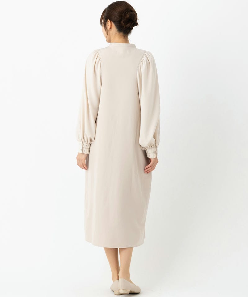 Select Shop 【授乳マタニティ】バルーンスリーブワンピース ベージュ