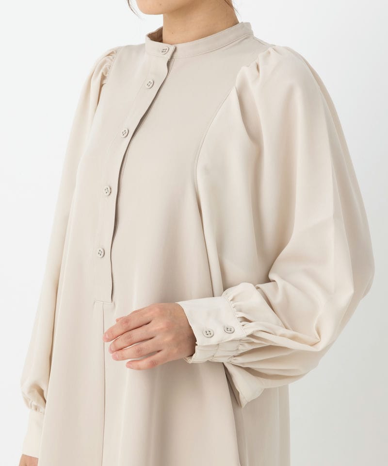 Select Shop 【授乳マタニティ】バルーンスリーブワンピース ベージュ