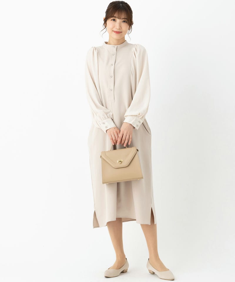 Select Shop 【授乳マタニティ】バルーンスリーブワンピース ベージュ