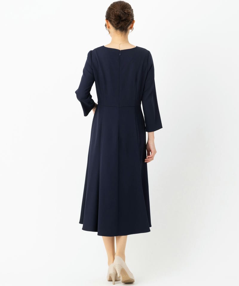 Aimer エメ ウエストタックフレア8分袖ワンピース ネイビー系 | 結婚式 Aimer エメ ウエストタックフレア8分袖ワンピース ネイビー系 | 結婚式