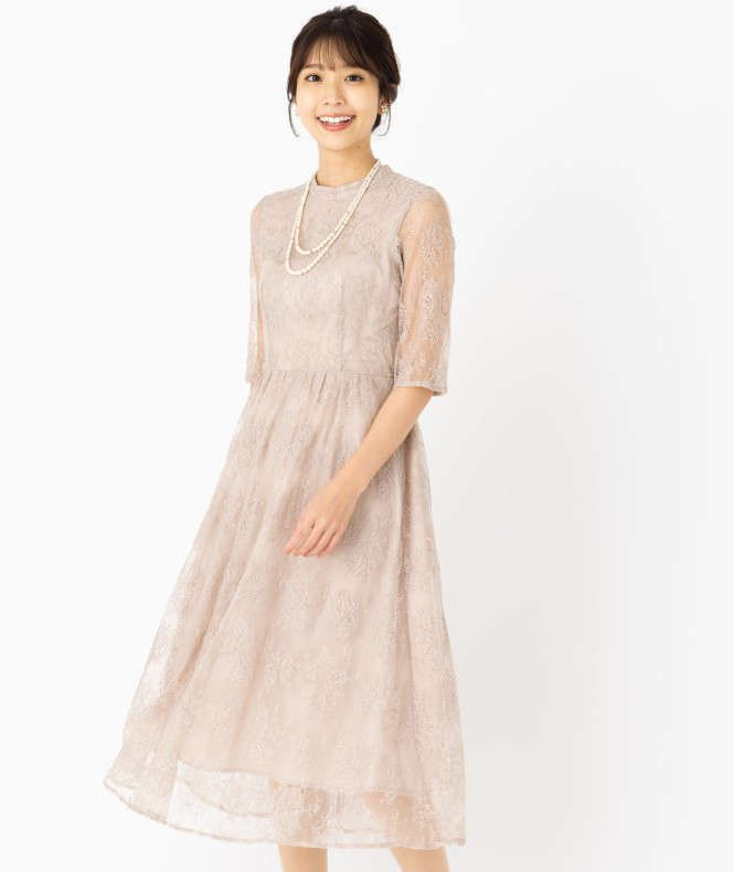 Aimer エメ ラッセルレースアンクル丈ドレス ネイビー系 | 結婚式