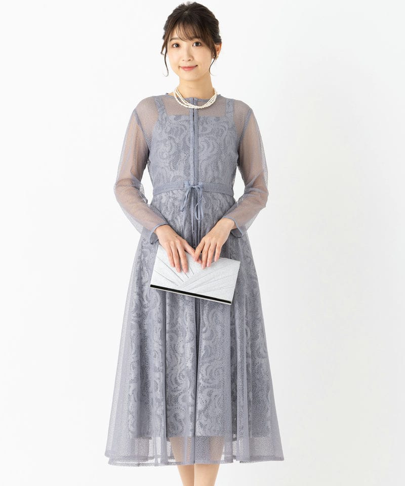 etoll. エトル ジオメトリックカシュクールデザインフレアドレス