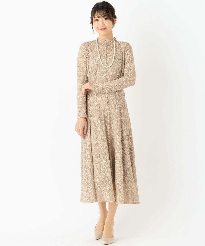 anuans アニュアンス ヴィンテージレースロングドレス ベージュ系