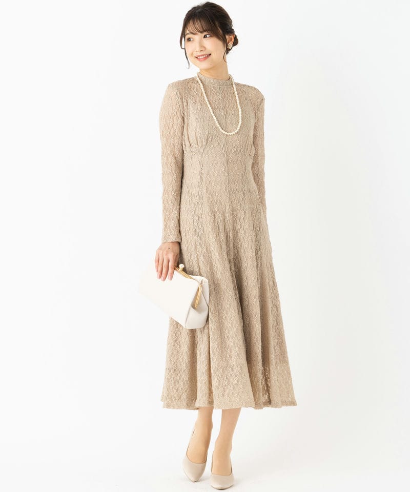 anuans アニュアンス ヴィンテージレースロングドレス ベージュ系