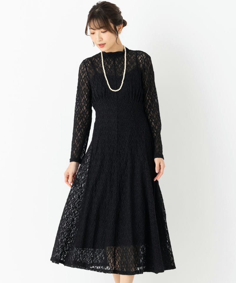 anuans アニュアンス ヴィンテージレースロングドレス ブラック系