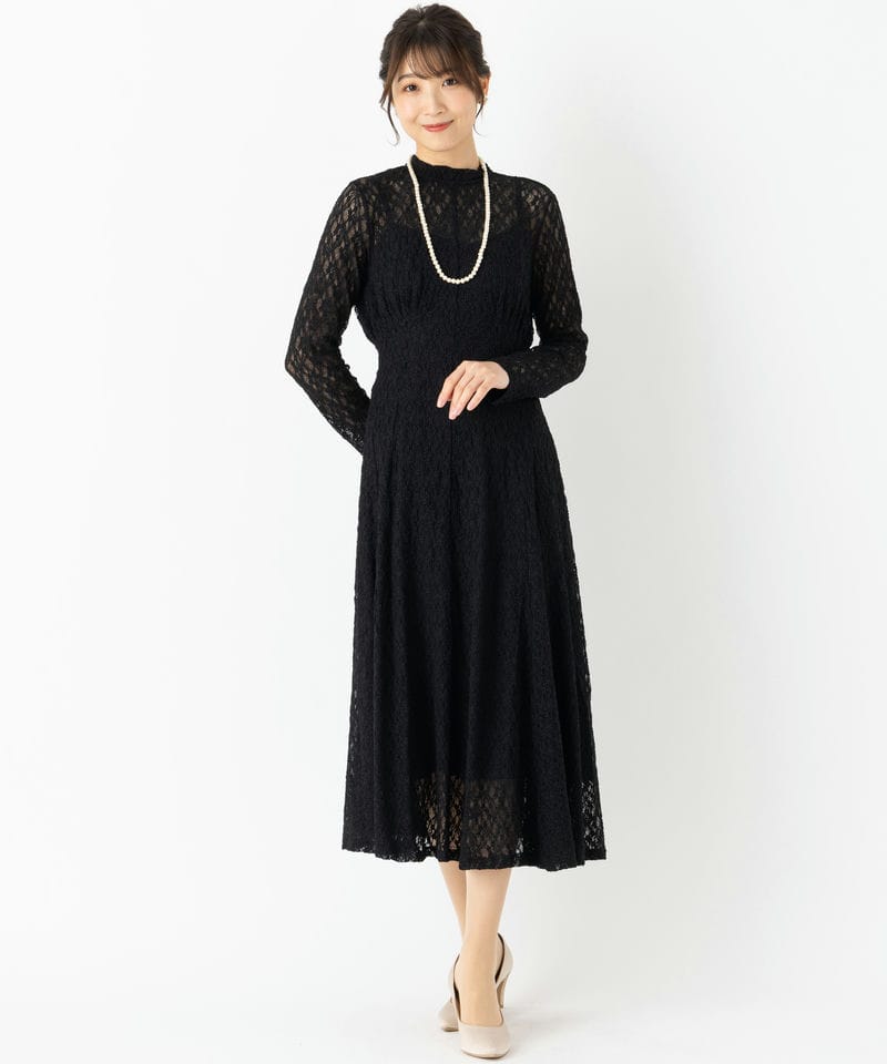 anuans アニュアンス ヴィンテージレースロングドレス ブラック系