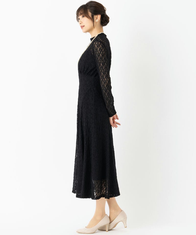 anuans アニュアンス ヴィンテージレースロングドレス ブラック系