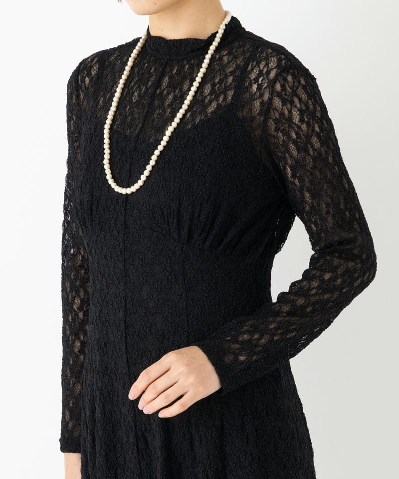 anuans アニュアンス ヴィンテージレースロングドレス ブラック系