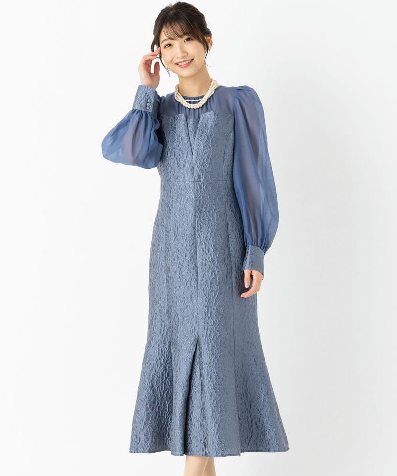 FRAY I.D（フレイ アイディー） スモールフラワージャガードドレス FRAY I.D フレイアイディー スモールフラワージャガードドレス グレー