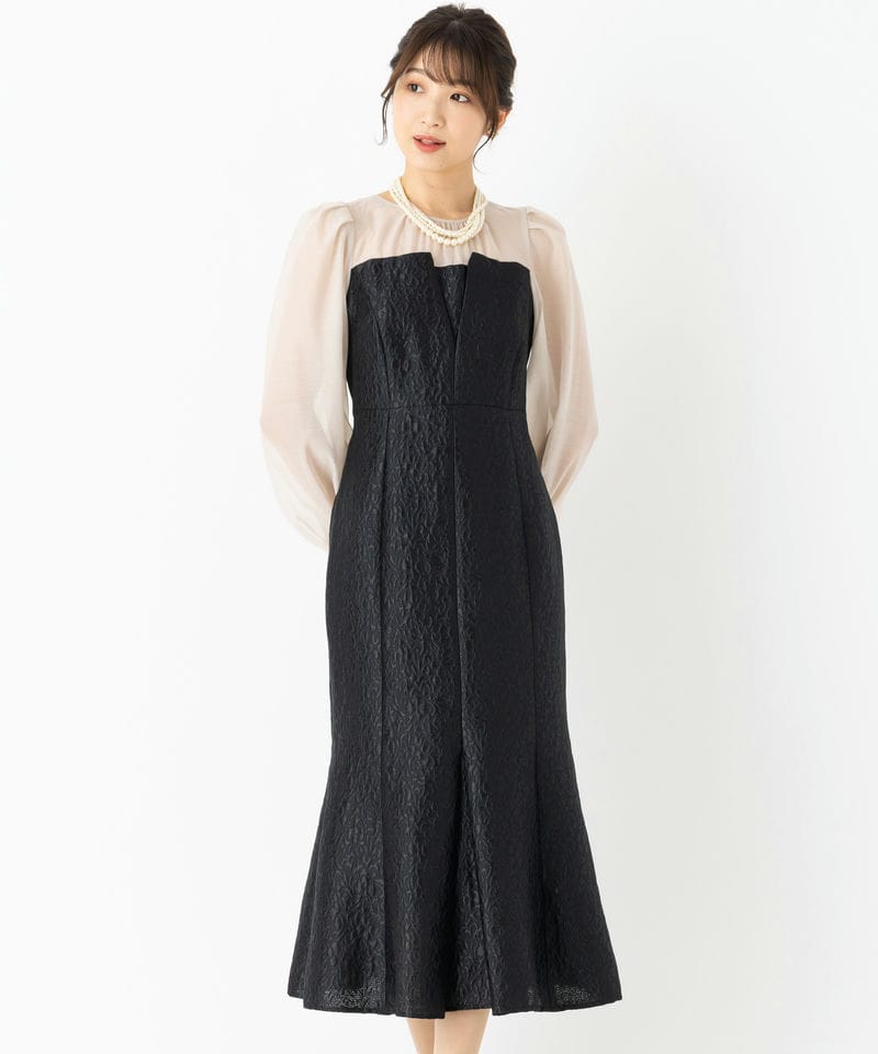 FRAY I.D フレイアイディー スモールフラワージャガードドレス