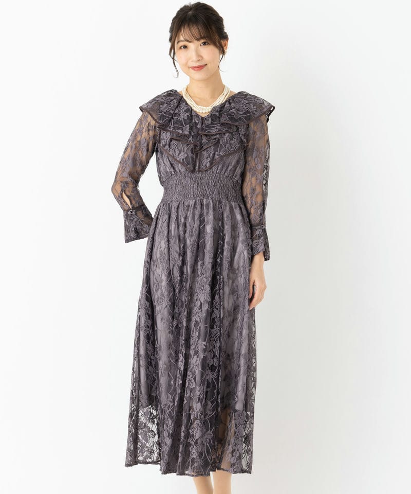 SNIDEL スナイデル フリルカラーレースドレス その他 x パープル系