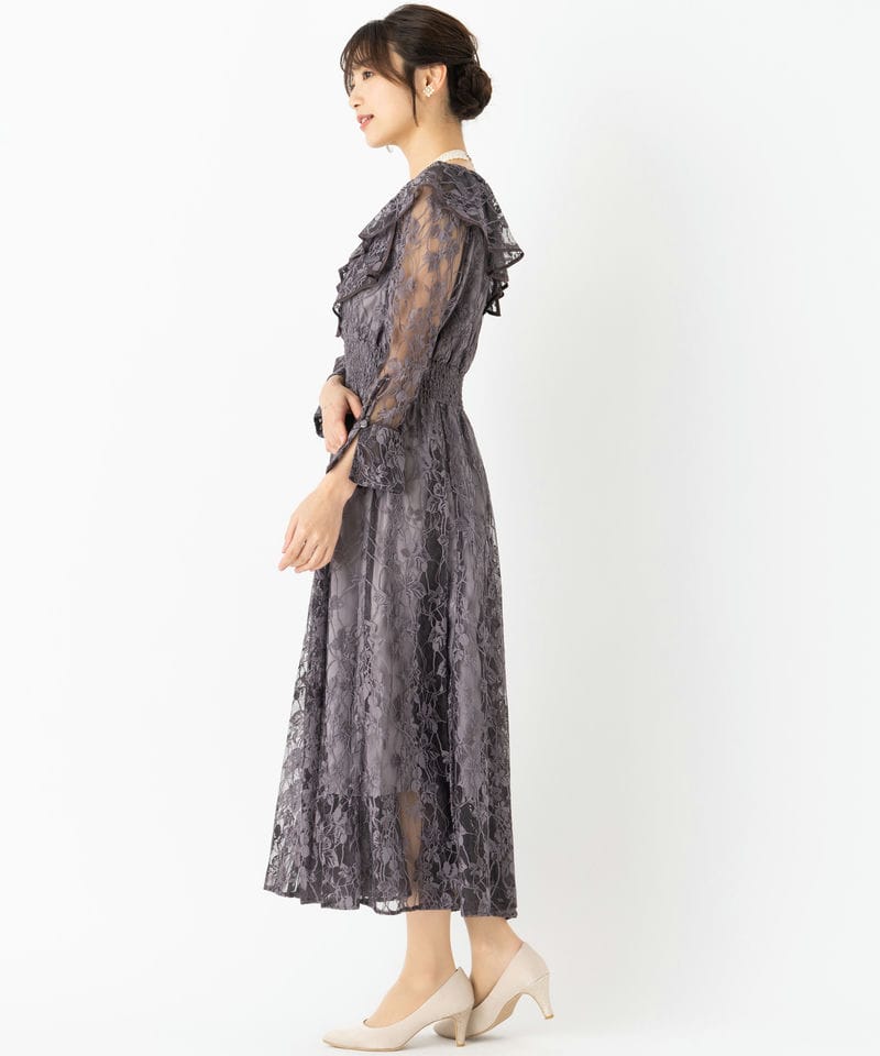 SNIDEL スナイデル フリルカラーレースドレス その他 x パープル系