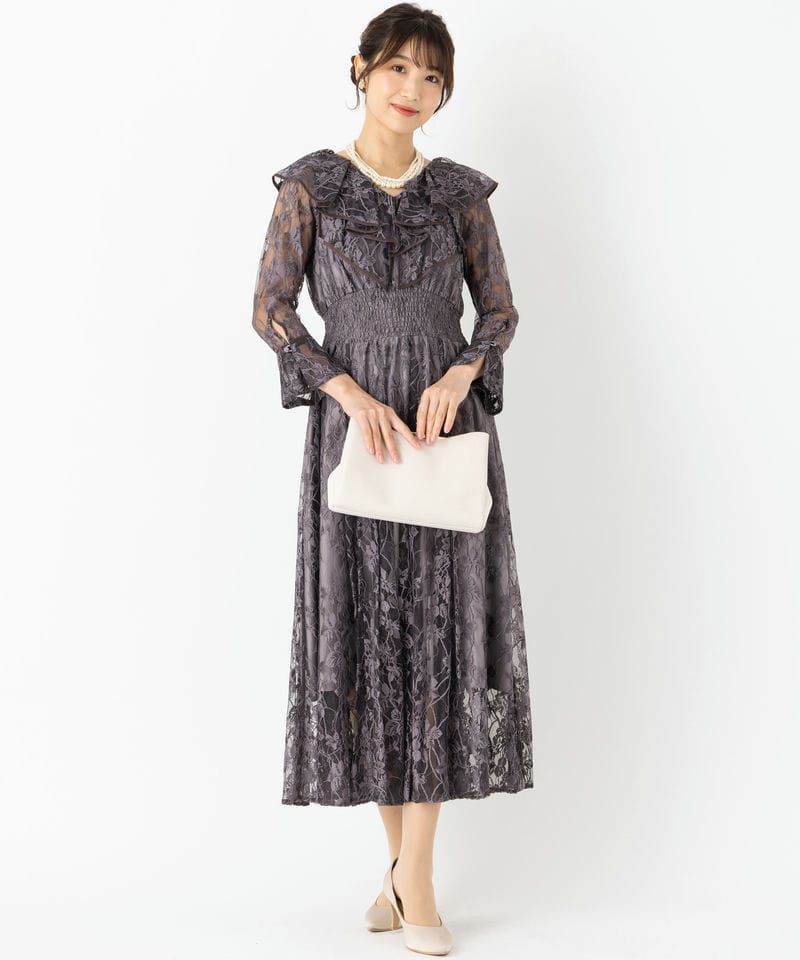 SNIDEL スナイデル フリルカラーレースドレス その他 x パープル系