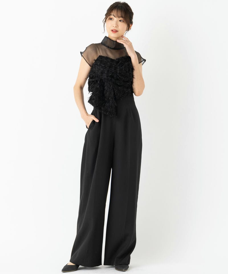 LAGUNAMOON ラグナムーン LADYパールネックパンツドレス ブラック系