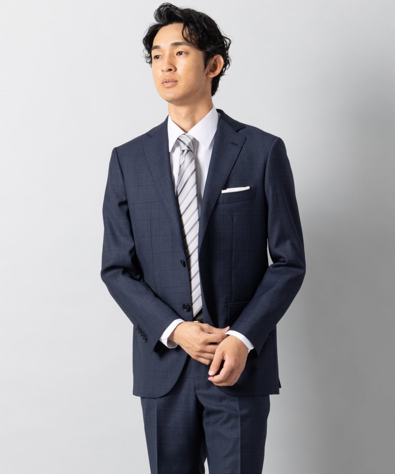 Select Shop [LR07]ロロピアーナ・チェック柄2ピーススーツ ネイビー系