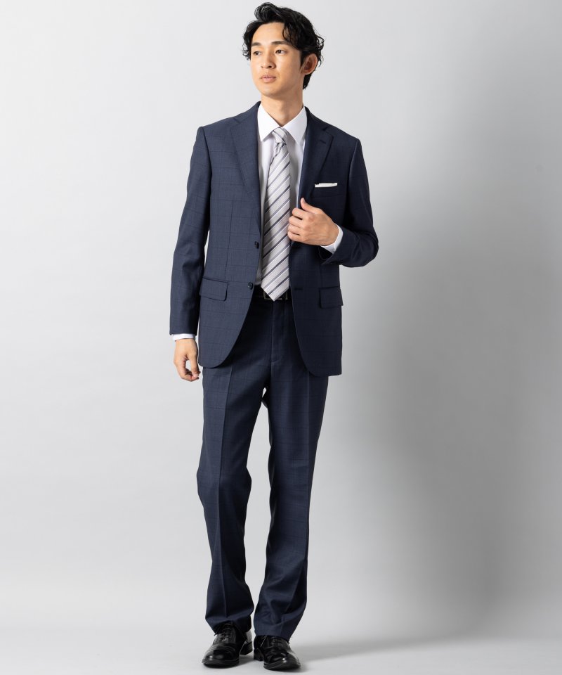 Select Shop [LR07]ロロピアーナ・チェック柄2ピーススーツ ネイビー系