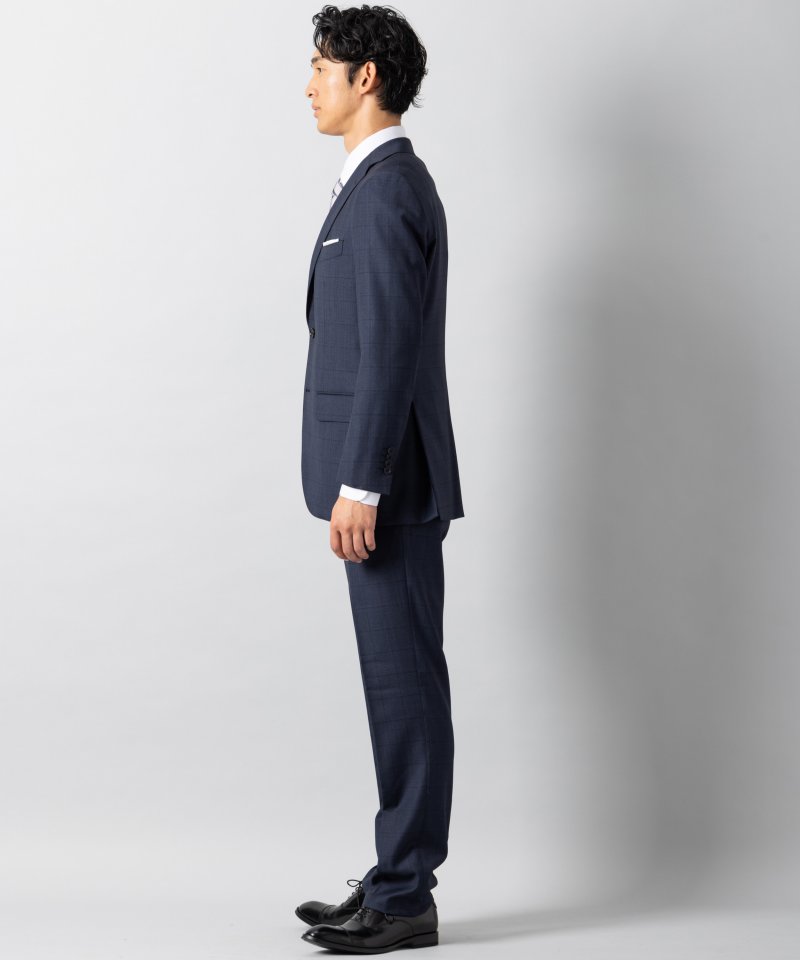 Select Shop [LR07]ロロピアーナ・チェック柄2ピーススーツ ネイビー系