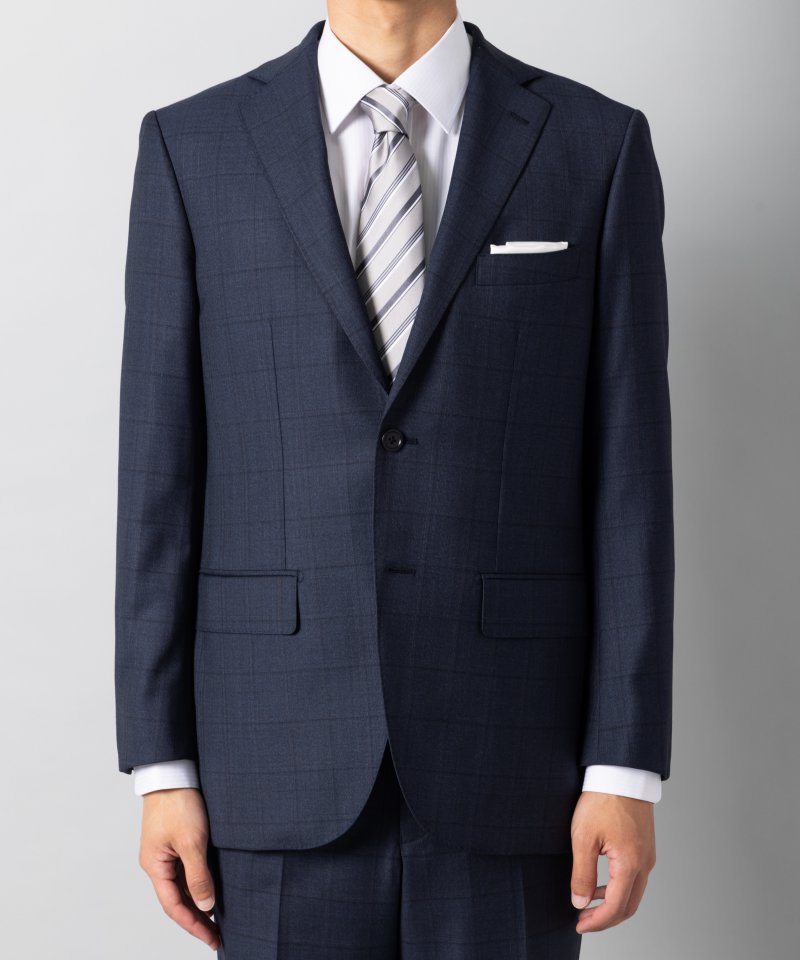 Select Shop [LR07]ロロピアーナ・チェック柄2ピーススーツ ネイビー系