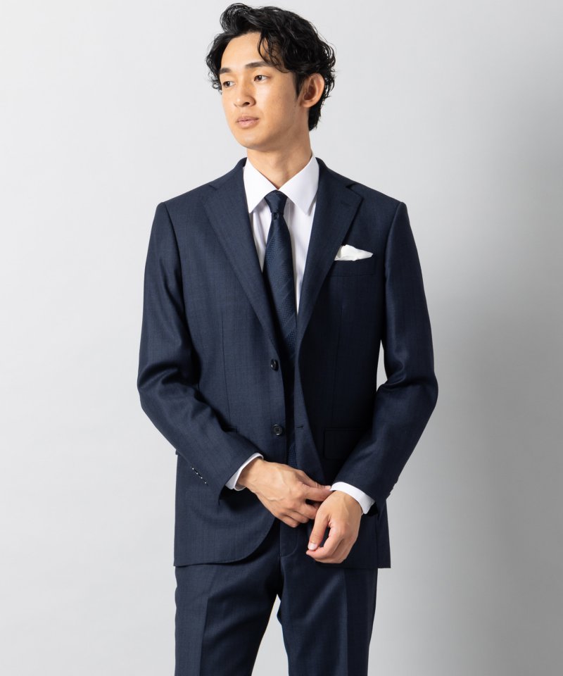 Select Shop [LR13]ロロピアーナ・チェック柄2ピーススーツ ネイビー系