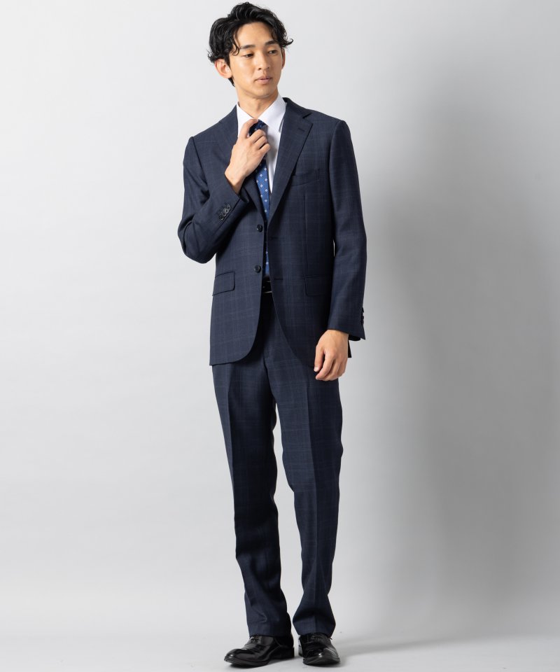 Select Shop [LR12]ロロピアーナ・チェック柄2ピーススーツ ネイビー系