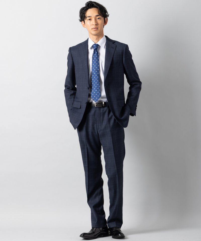 Select Shop [LR12]ロロピアーナ・チェック柄2ピーススーツ ネイビー系