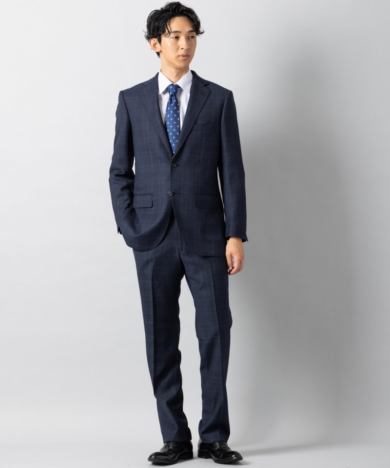 Select Shop [LR12]ロロピアーナ・チェック柄2ピーススーツ ネイビー系