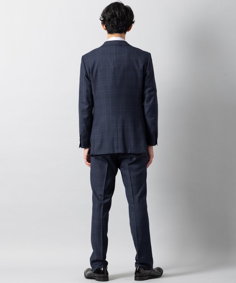 Select Shop [LR12]ロロピアーナ・チェック柄2ピーススーツ ネイビー系