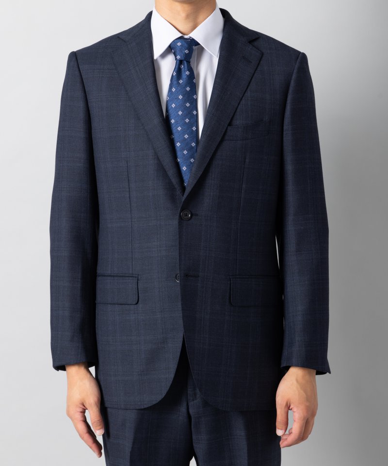 Select Shop [LR12]ロロピアーナ・チェック柄2ピーススーツ ネイビー系