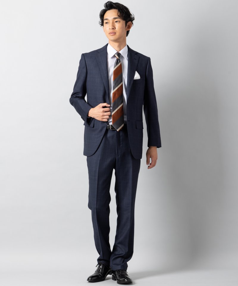 Select Shop [LR03]ロロピアーナ・チェック柄2ピーススーツ ネイビー系
