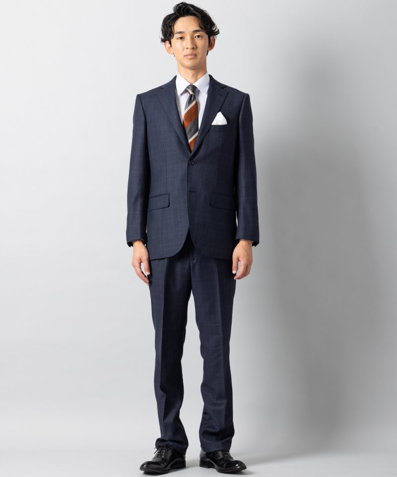 Select Shop [LR03]ロロピアーナ・チェック柄2ピーススーツ ネイビー系