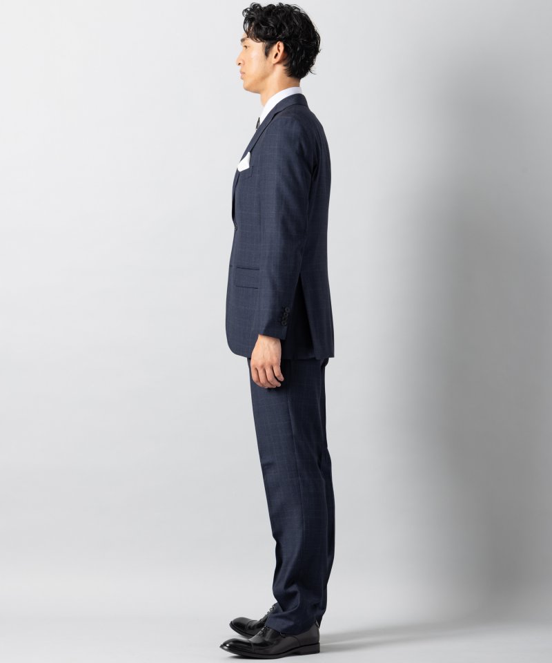 Select Shop [LR03]ロロピアーナ・チェック柄2ピーススーツ ネイビー系