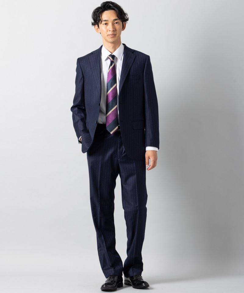 Select Shop [LR14]ロロピアーナ・ストライプ柄2ピーススーツ ネイビー