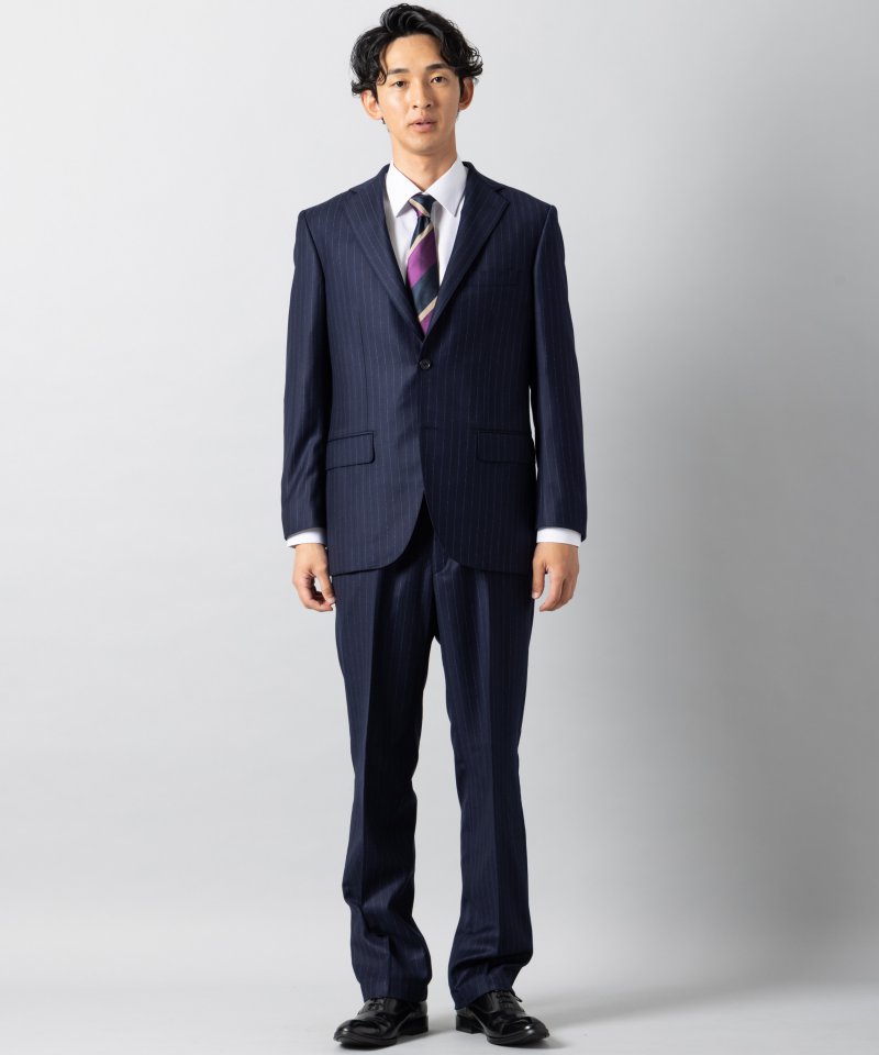 Select Shop [LR14]ロロピアーナ・ストライプ柄2ピーススーツ ネイビー