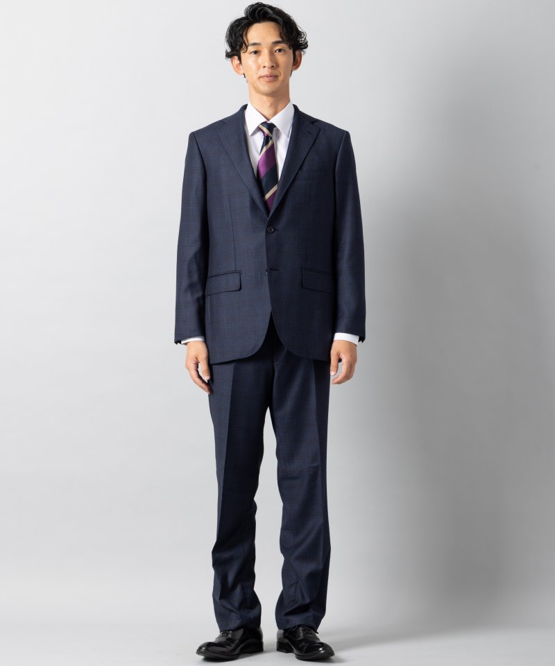 Select Shop [LR04]ロロピアーナ・チェック柄2ピーススーツ ネイビー系