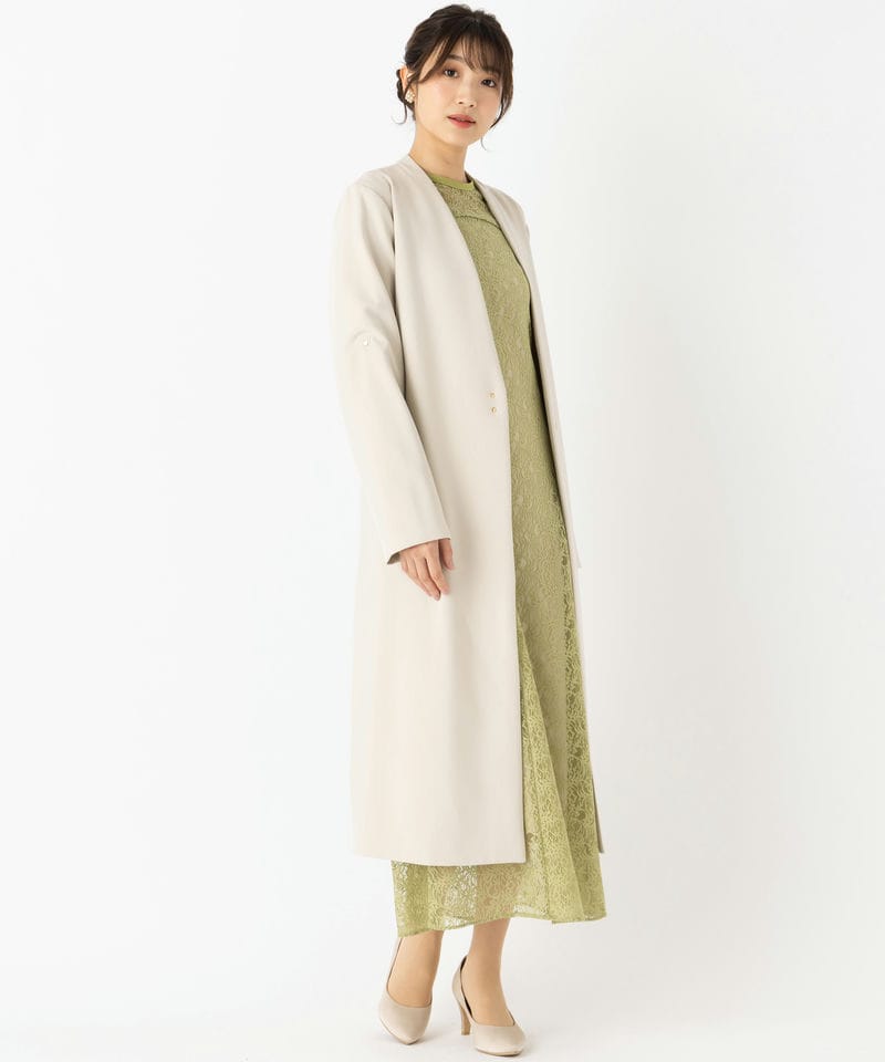 LAGUNAMOON ラグナムーン ノーカラーロングコート その他 x ホワイト系