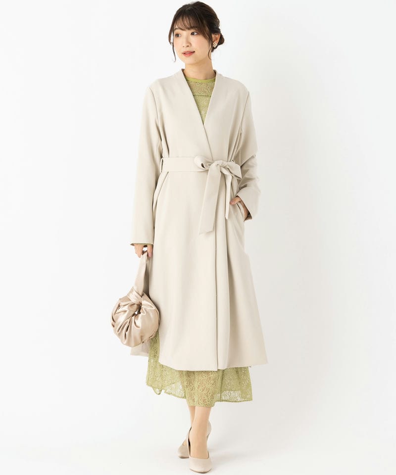 LAGUNAMOON ラグナムーン ノーカラーロングコート その他 x ホワイト系