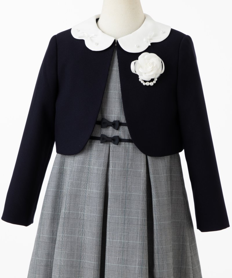 petit main 【キッズスーツ3点SET】プティマイン ワンピース&スカラ衿