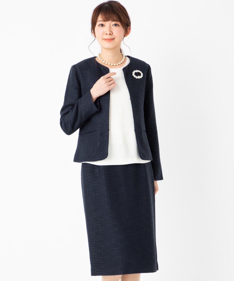 B:MING by BEAMS 【プレミアムスーツ3点SET】ツイードノーカラー