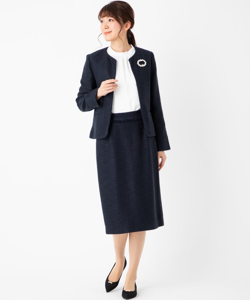 B:MING by BEAMS 【プレミアムスーツ3点SET】ツイードノーカラー