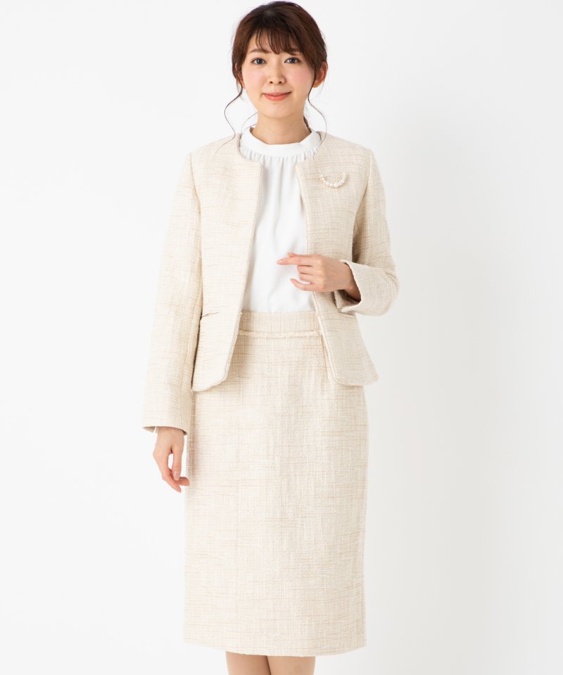 B:MING by BEAMS 【プレミアムスーツ3点SET】ツイードノーカラー