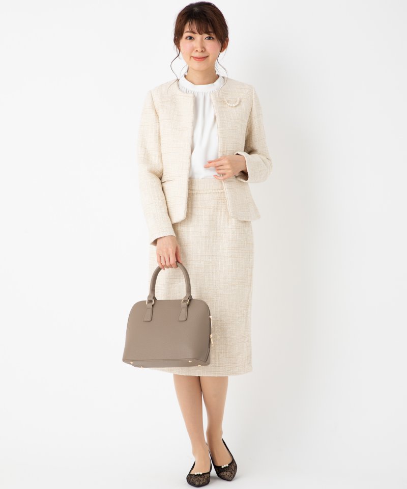 B:MING by BEAMS 【プレミアムスーツ3点SET】ツイードノーカラー