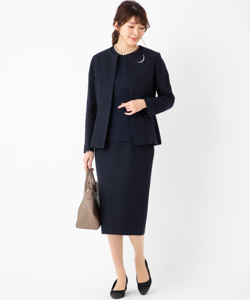 Demi-Luxe バックフレア ツイードセットアップ ネイビー サイズ38 フォーマルスタイル＊＊セットアップ編｜Demi-Luxe BEAMS（デミルクス
