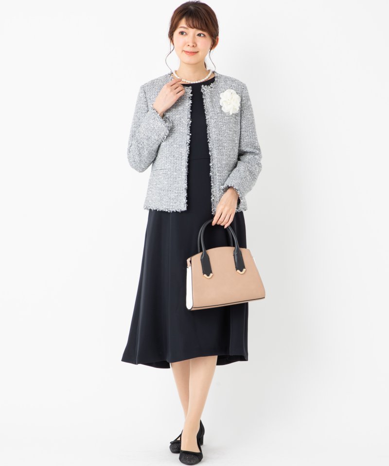 NOLLEY'S 【プレミアムスーツ2点SET】ファンシーツイードノーカラー